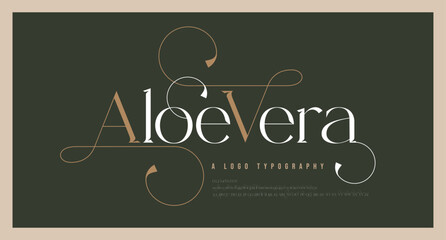 Luxury wedding alphabet letters font and number. Typography elegant classic lettering serif fonts decorative vintage retro with tails concept. vector illustration - 521554284