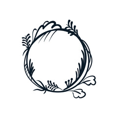 flat nature ornament round frame