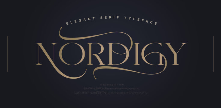Naklejka Elegant classic alphabet serif fonts decorative wedding retro concept. Typography Retro vintage alphabet letters fonts and number. vector illustration