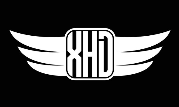XHD three-letter Wing logo design. flying Vector template