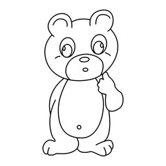 bear outline cartoon design on transparent background