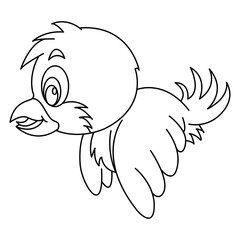 bird outline cartoon design on transparent background