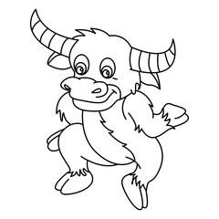 buffalo outline cartoon design on transparent background