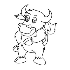 buffalo outline cartoon design on transparent background