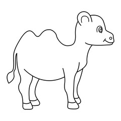 camel outline cartoon design on transparent background