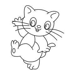 cat outline cartoon design on transparent background