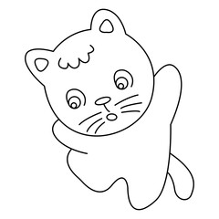 cat outline cartoon design on transparent background