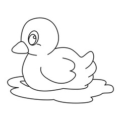 duck outline cartoon design on transparent background