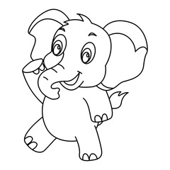 elephant outline cartoon design on transparent background