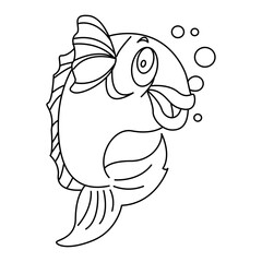 fish outline cartoon design on transparent background