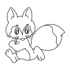 fox outline cartoon design on transparent background