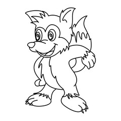 fox outline cartoon design on transparent background