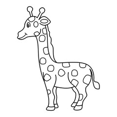 giraffe outline cartoon design on transparent background