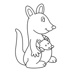 kangaroo outline cartoon design on transparent background