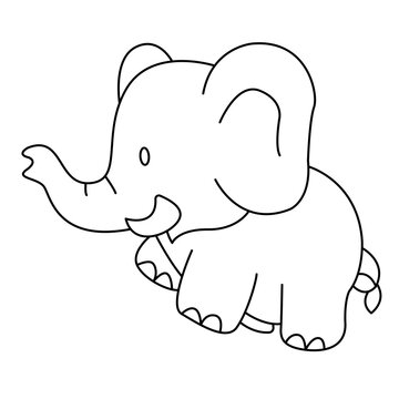 elephant outline cartoon design on transparent background