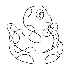 Snake outline cartoon design on transparent background