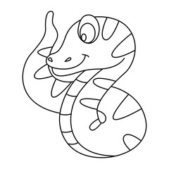 Snake outline cartoon design on transparent background