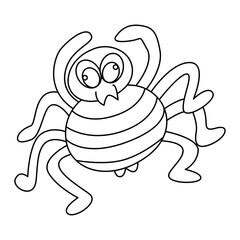 Spider outline cartoon design on transparent background
