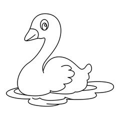 Swan outline cartoon design on transparent background