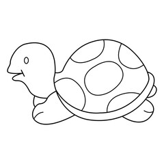 Turtle outline cartoon design on transparent background