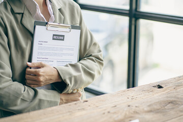 Successful good interview
HR checks job applicants' resumes. Concept of hiring, business and human resource management.