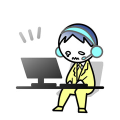 悲しむコールセンター男性