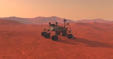 The Mars Rover on Mars 3D Illustration - 521558054