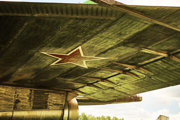 red star on the wing of a military aircraft
