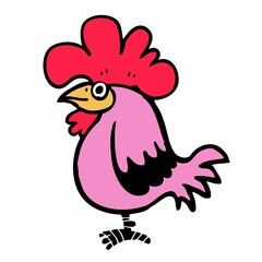 Cartoon chicken in pink