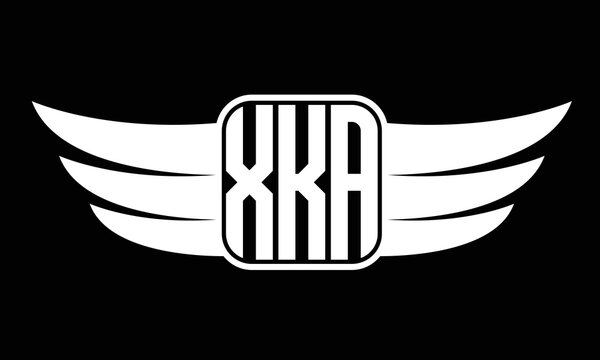 XKA three letter Wing logo design. flying Vector template