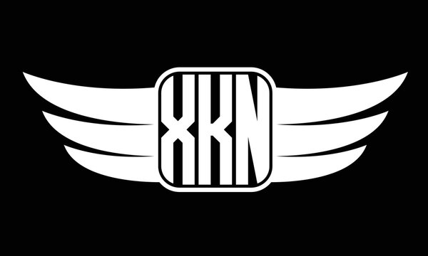 XKN three letter Wing logo design. flying Vector template