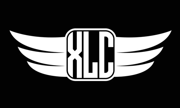 XLC three letter Wing logo design. flying Vector template