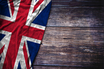 UK Flag on Wood Background for Queen's Birthday, Remembrance Day, Labor Day - 521560038