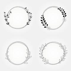 set botanical frame radial vector isolated