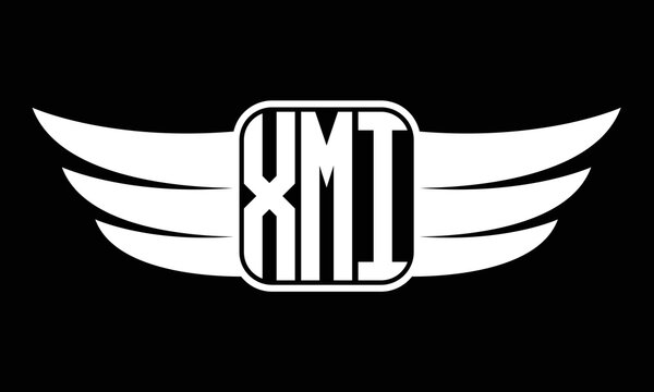 XMI three letter Wing logo design. flying Vector template
