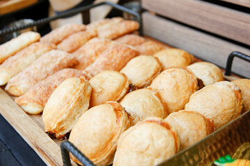A view of a tray full of Cuban pastries, seen at a catered event.