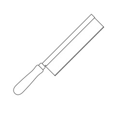 Hand Saw Outline Icon Illustration on White Background