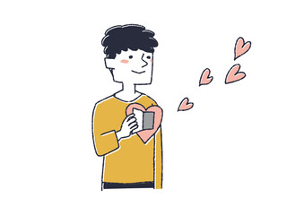 心のドアを開ける男性　精神面での回復や治療の段階ごとのイラスト