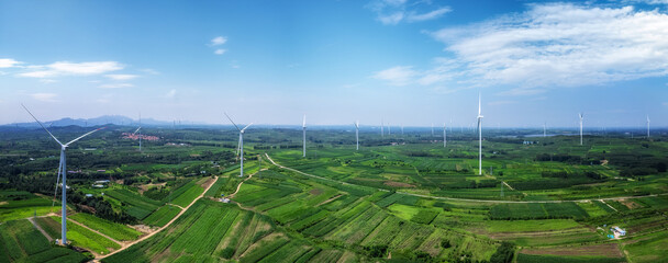 Aerial photography outdoor farmland wind turbine