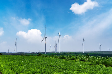 Aerial photography outdoor farmland wind turbine