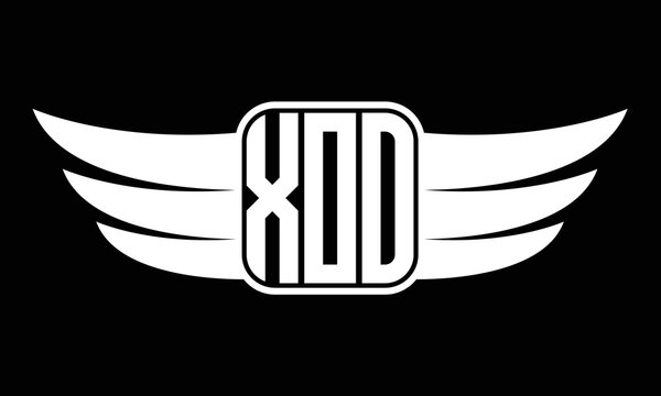 XOO three letter Wing logo design. flying Vector template