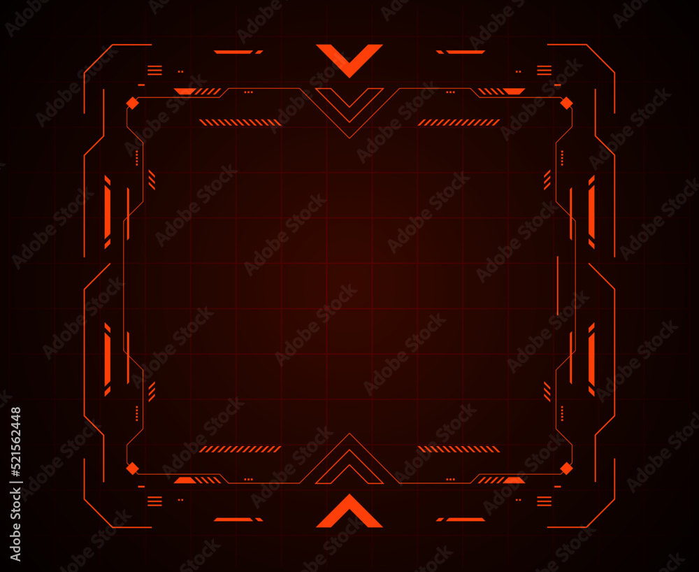 Poster red frame element abstract modern technology futuristic hud design for digital gaming.