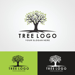 Obraz premium Silhouette tree logo vintage illustration