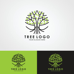 Obraz premium Silhouette tree logo vintage illustration