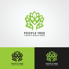 Abstract Human tree logo. Unique Tree Vector illustration with circles and abstract female shapes.le