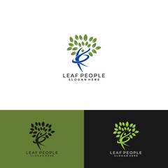 The logo design concept is a combination of leaves and people vector template , leaf , people , medical , healt