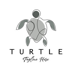 Sea Turtle Logo Design Protected Amphibian Marine Animal Icon Illustration, Vector Brand Corporate Identity