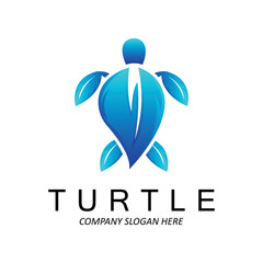 Sea Turtle Logo Design Protected Amphibian Marine Animal Icon Illustration, Vector Brand Corporate Identity