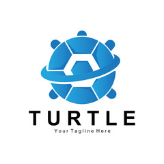 Sea Turtle Logo Design Protected Amphibian Marine Animal Icon Illustration, Vector Brand Corporate Identity