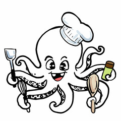  cartoon squid cooking fun chef